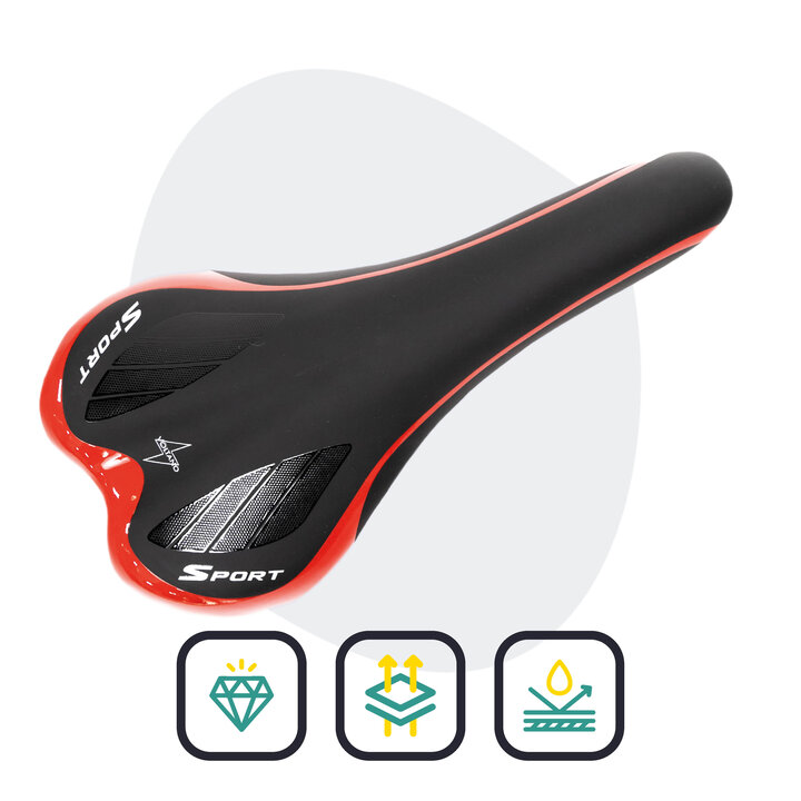 Voltano Race / MTB Fietszadel – Zwart / Rood - Unisex