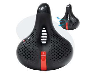 Voltano Gel Flow Fietszadel - Met Uitsparing - Zwart / Rood