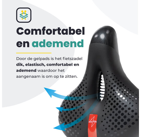 Voltano Gel Flow Fietszadel - Met Uitsparing - Zwart / Rood - Unisex