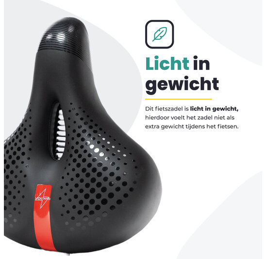 Voltano Gel Flow Fietszadel - Met Uitsparing - Zwart / Rood - Unisex