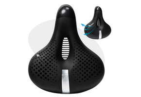 Voltano Gel Flow Fietszadel - Met Uitsparing - Zwart / Zilver - Unisex