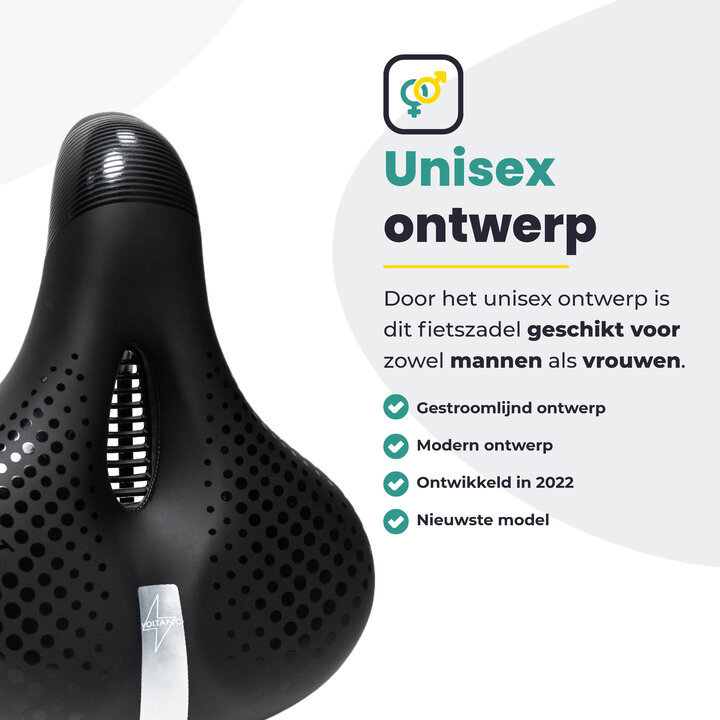 Voltano Gel Flow Fietszadel - Met Uitsparing - Zwart / Zilver - Unisex