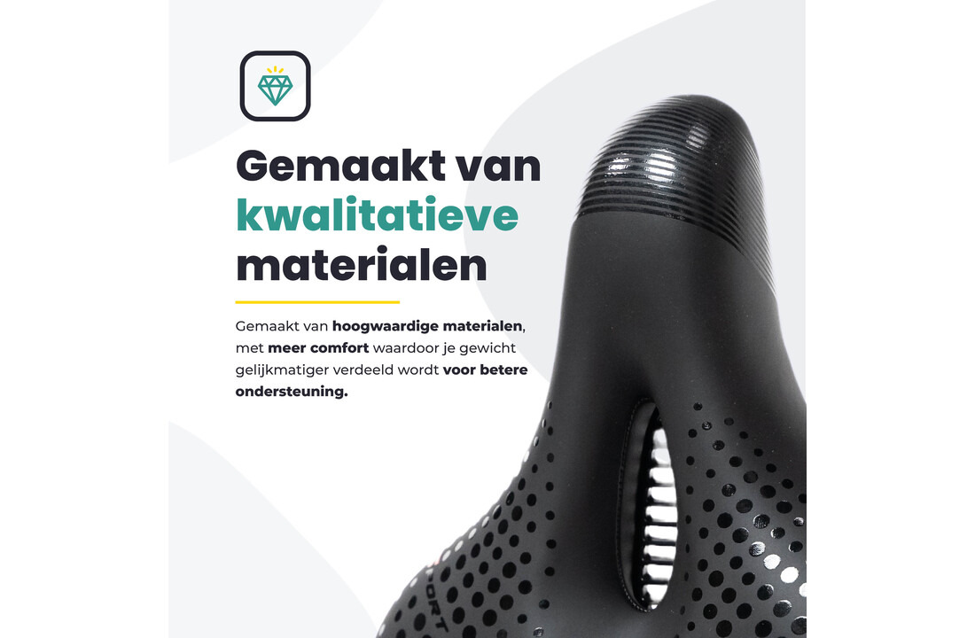 Voltano Gel Flow Fietszadel - Met Uitsparing - Zwart / Zilver - Unisex