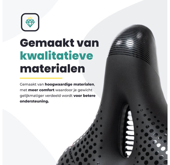 Voltano Gel Flow Fietszadel - Met Uitsparing - Zwart / Zilver - Unisex