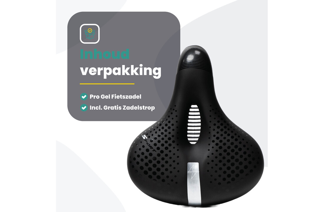 Voltano Gel Flow Fietszadel - Met Uitsparing - Zwart / Zilver - Unisex