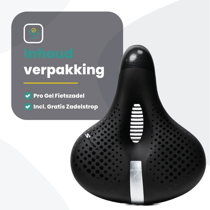 Voltano Gel Flow Fietszadel - Met Uitsparing - Zwart / Zilver - Unisex
