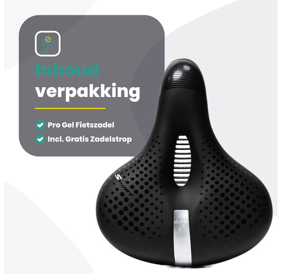Voltano Gel Flow Fietszadel - Met Uitsparing - Zwart / Zilver - Unisex