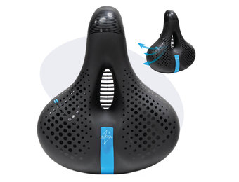 Voltano Gel Flow Fietszadel - Met Uitsparing - Zwart / Blauw