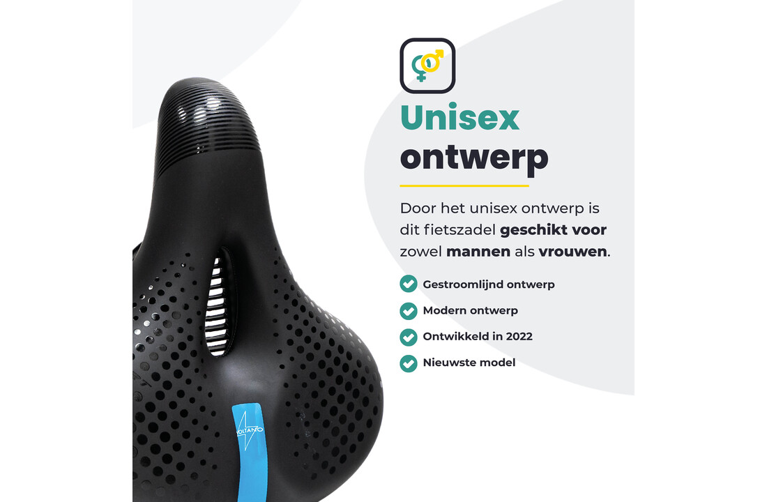 Voltano Gel Flow Fietszadel - Met Uitsparing - Zwart / Blauw - Unisex