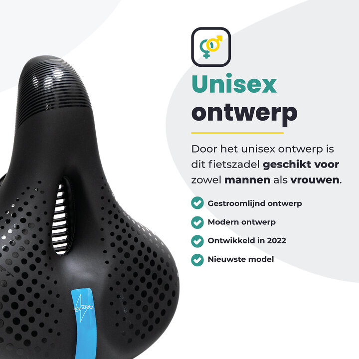 Voltano Gel Flow Fietszadel - Met Uitsparing - Zwart / Blauw - Unisex