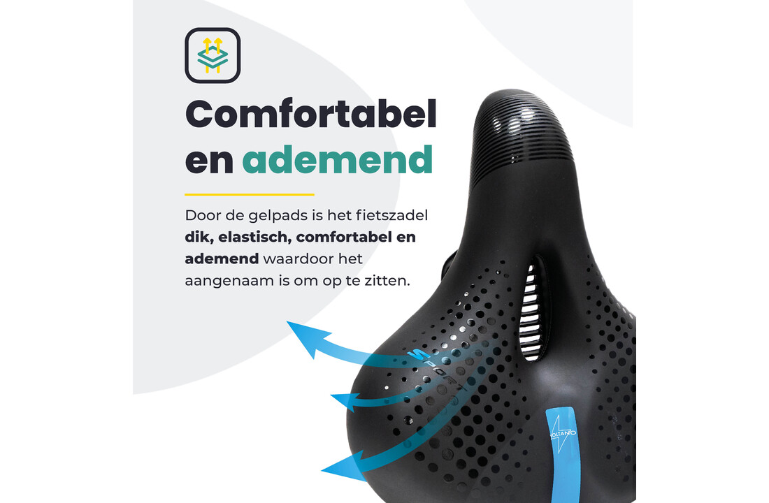 Voltano Gel Flow Fietszadel - Met Uitsparing - Zwart / Blauw - Unisex