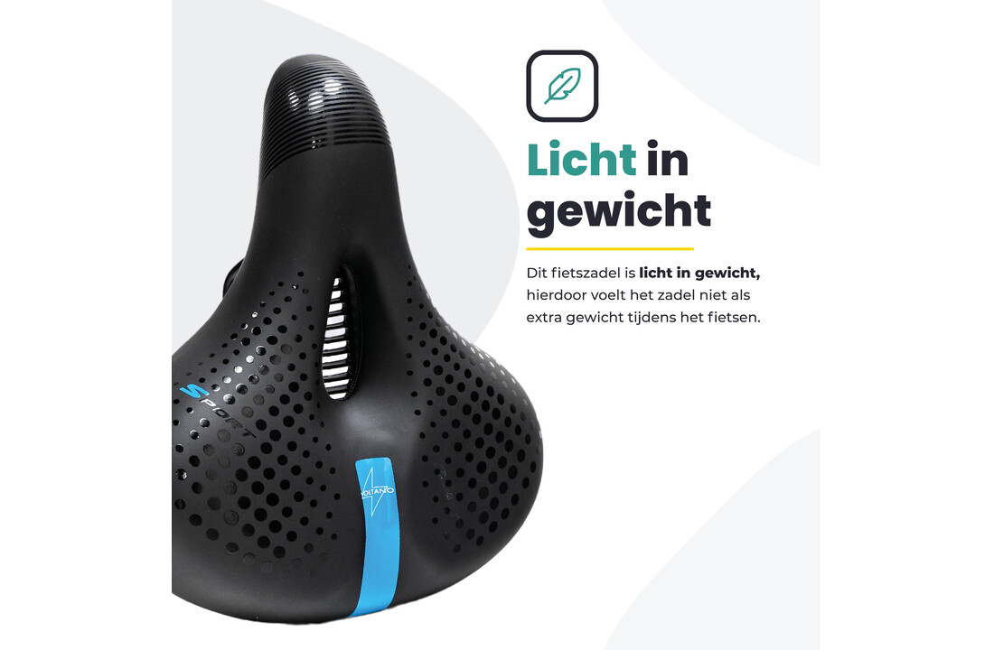Voltano Gel Flow Fietszadel - Met Uitsparing - Zwart / Blauw - Unisex