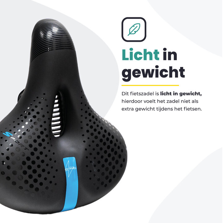 Voltano Gel Flow Fietszadel - Met Uitsparing - Zwart / Blauw - Unisex