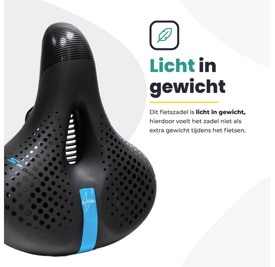 Voltano Gel Flow Fietszadel - Met Uitsparing - Zwart / Blauw - Unisex