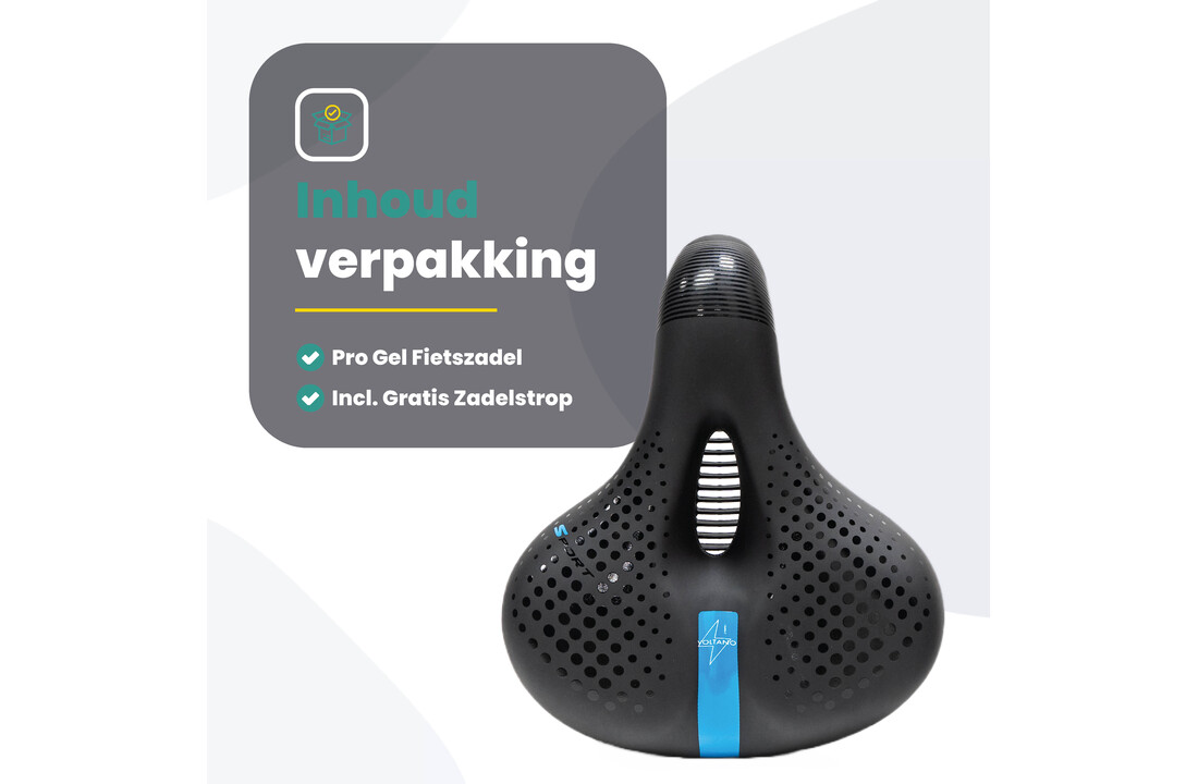 Voltano Gel Flow Fietszadel - Met Uitsparing - Zwart / Blauw - Unisex