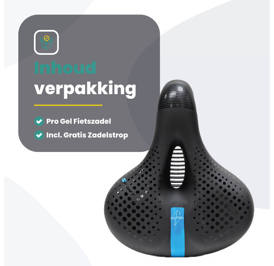 Voltano Gel Flow Fietszadel - Met Uitsparing - Zwart / Blauw - Unisex