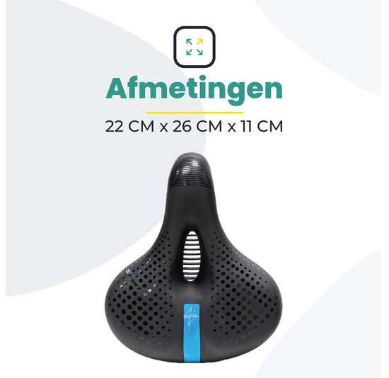 Voltano Gel Flow Fietszadel - Met Uitsparing - Zwart / Blauw - Unisex