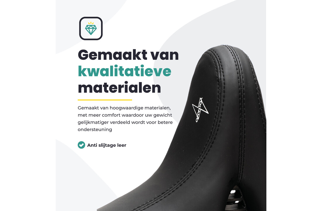 Voltano City XXXL Fietszadel Met Uitsparing - Unisex - Extra Breed Fietszadel - Zwart