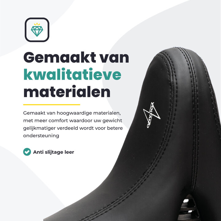 Voltano City XXXL Fietszadel Met Uitsparing - Unisex - Extra Breed Fietszadel - Zwart