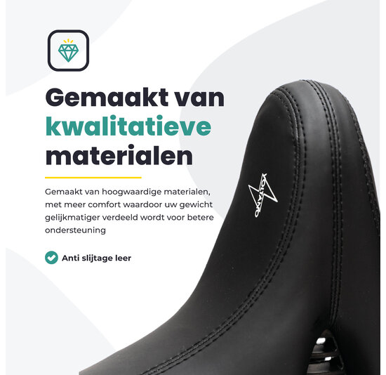 Voltano City XXXL Fietszadel Met Uitsparing - Unisex - Extra Breed Fietszadel - Zwart