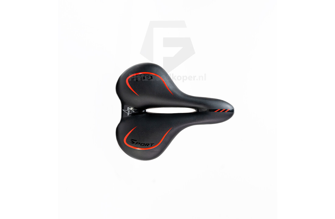 Voltano Fietszadel City / Tour - Zwart / Rood - Met Uitsparing - Gel - Unisex