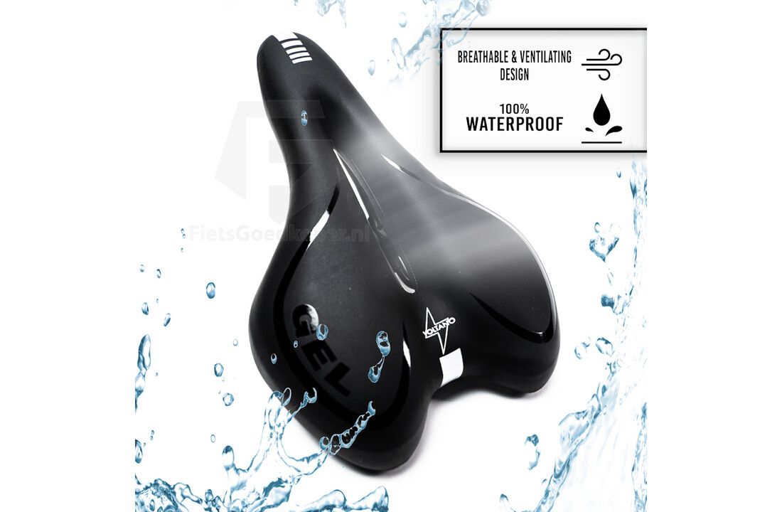 Voltano Gel Fietszadel Met Uitsparing - Zwart - Trekking - Incl. Zadelstrop - Unisex