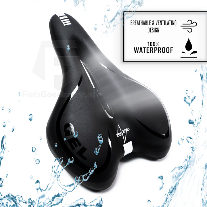 Voltano Gel Fietszadel Met Uitsparing - Zwart - Trekking - Incl. Zadelstrop - Unisex