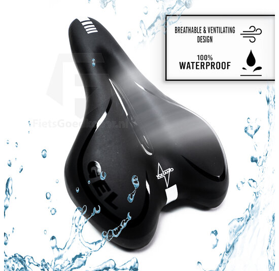 Voltano Gel Fietszadel Met Uitsparing - Zwart - Trekking - Incl. Zadelstrop - Unisex