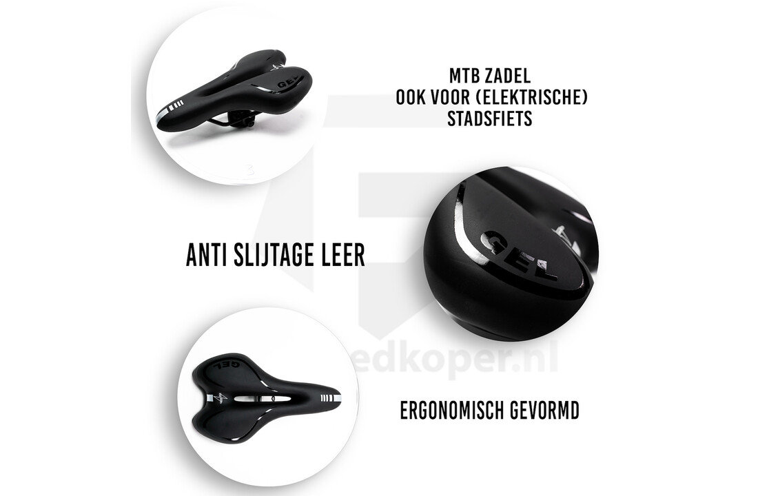 Voltano Gel Fietszadel Met Uitsparing - Zwart - Trekking - Incl. Zadelstrop - Unisex