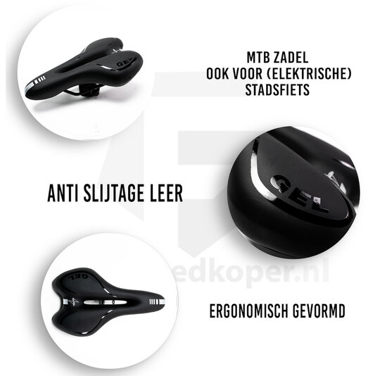 Voltano Gel Fietszadel Met Uitsparing - Zwart - Trekking - Incl. Zadelstrop - Unisex