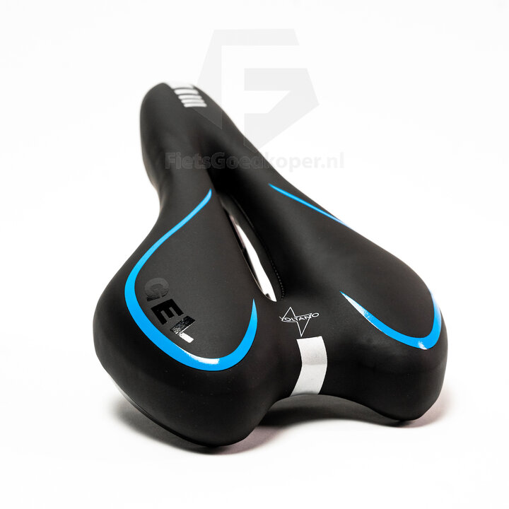 Voltano Gel Fietszadel Met Uitsparing - Zwart / Blauw - Trekking - Incl. Zadelstrop - Unisex