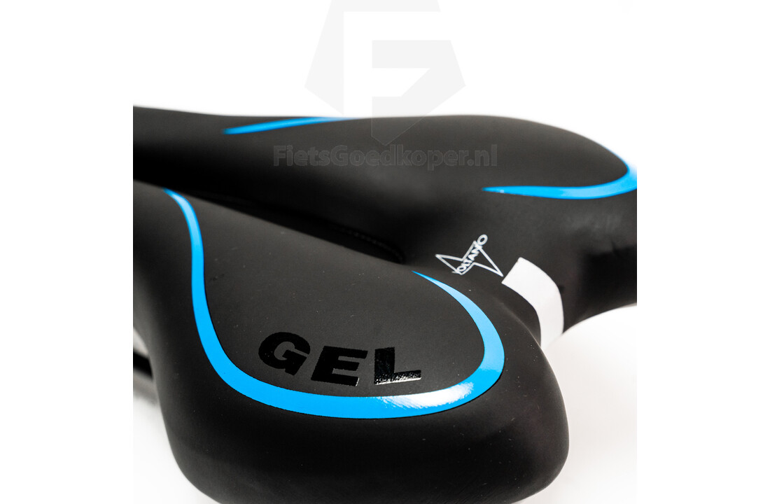 Voltano Gel Fietszadel Met Uitsparing - Zwart / Blauw - Trekking - Incl. Zadelstrop - Unisex