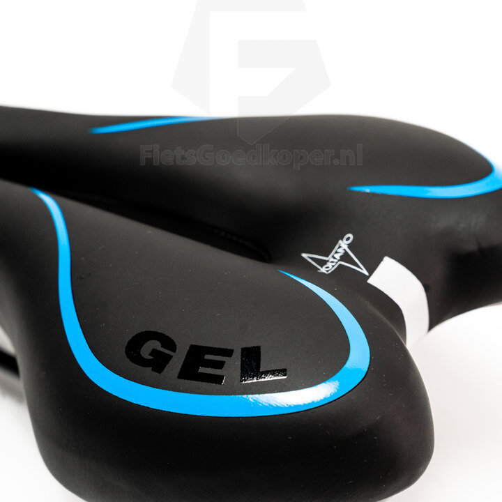 Voltano Gel Fietszadel Met Uitsparing - Zwart / Blauw - Trekking - Incl. Zadelstrop - Unisex