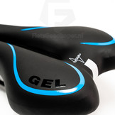 Voltano Gel Fietszadel Met Uitsparing - Zwart / Blauw - Trekking - Incl. Zadelstrop - Unisex