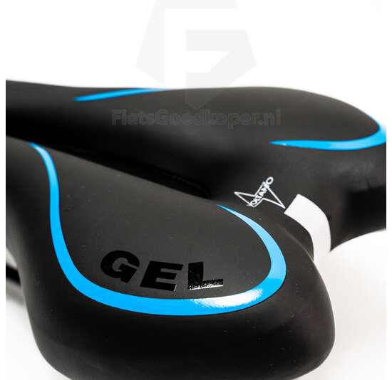 Voltano Gel Fietszadel Met Uitsparing - Zwart / Blauw - Trekking - Incl. Zadelstrop - Unisex