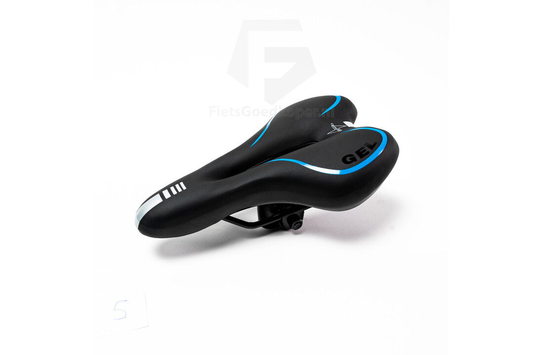 Voltano Gel Fietszadel Met Uitsparing - Zwart / Blauw - Trekking - Incl. Zadelstrop - Unisex