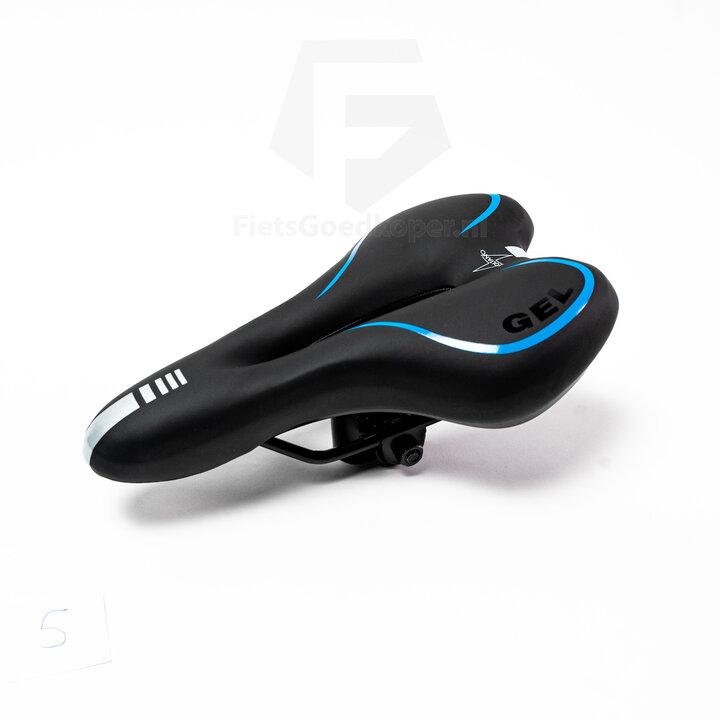 Voltano Gel Fietszadel Met Uitsparing - Zwart / Blauw - Trekking - Incl. Zadelstrop - Unisex