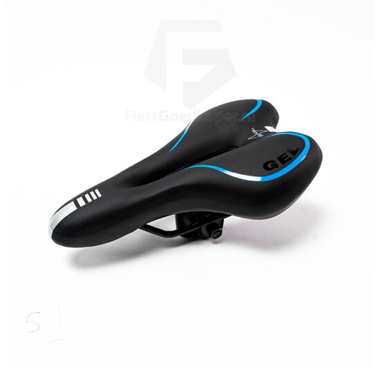 Voltano Gel Fietszadel Met Uitsparing - Zwart / Blauw - Trekking - Incl. Zadelstrop - Unisex