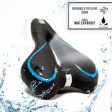 Voltano Gel Fietszadel Met Uitsparing - Zwart / Blauw - Trekking - Incl. Zadelstrop - Unisex