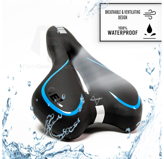 Voltano Gel Fietszadel Met Uitsparing - Zwart / Blauw - Trekking - Incl. Zadelstrop - Unisex
