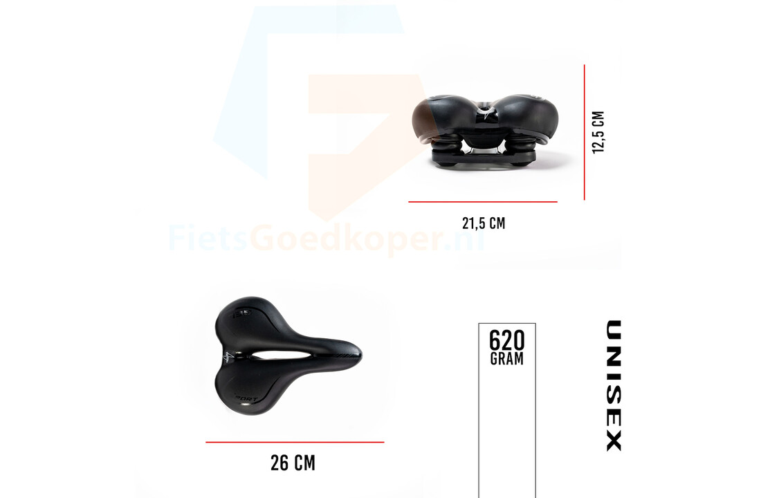 Voltano Fietszadel City / Tour - Zwart - Met Uitsparing - Gel - Unisex