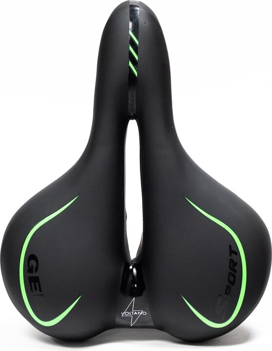 Voltano Fietszadel City / Tour - Zwart / Groen - Met Uitsparing - Gel - Incl. Zadelstrop - Unisex