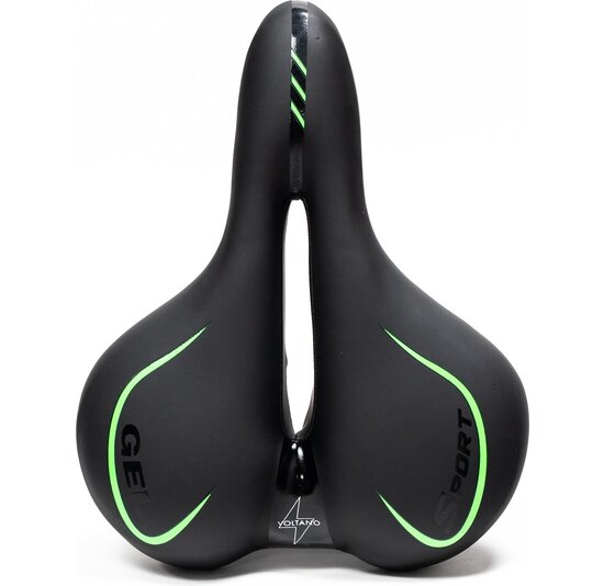 Voltano Fietszadel City / Tour - Zwart / Groen - Met Uitsparing - Gel - Incl. Zadelstrop - Unisex