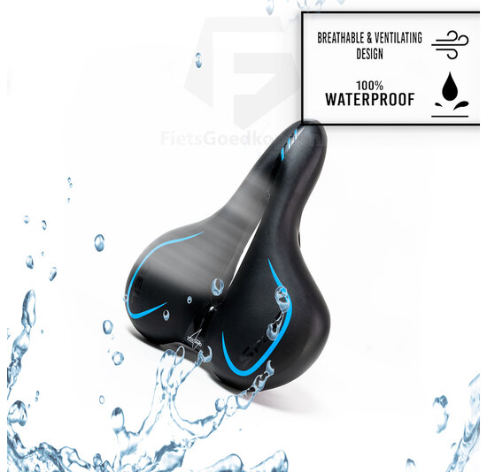 Voltano Fietszadel City / Tour - Zwart / Blauw - Met Uitsparing - Gel - Unisex