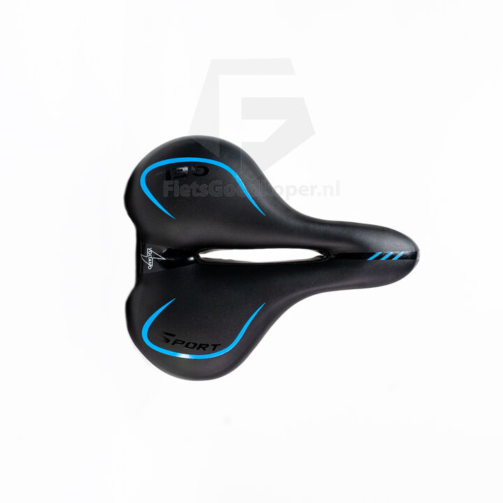 Voltano Fietszadel City / Tour - Zwart / Blauw - Met Uitsparing - Gel - Unisex