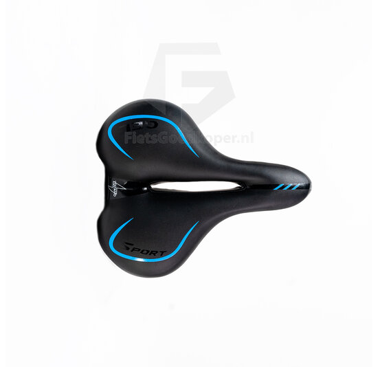 Voltano Fietszadel City / Tour - Zwart / Blauw - Met Uitsparing - Gel - Unisex