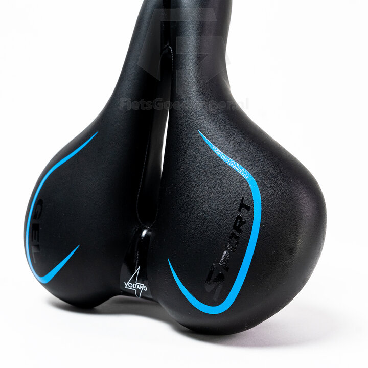 Voltano Fietszadel City / Tour - Zwart / Blauw - Met Uitsparing - Gel - Unisex