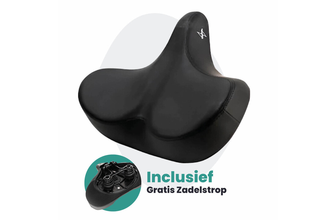 Voltano City XXXL Fietszadel - Unisex - Extra Breed Fietszadel - Zwart