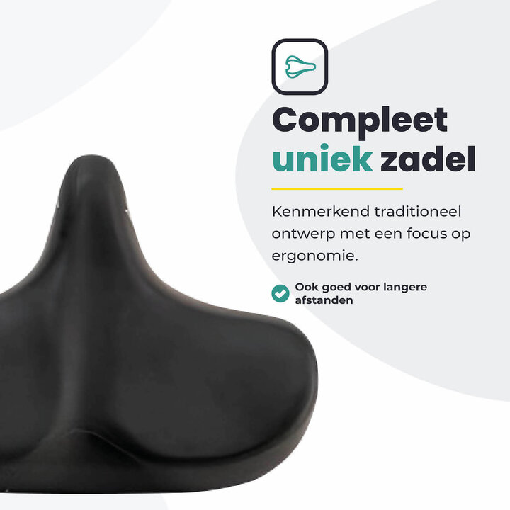 Voltano City XXXL Fietszadel - Unisex - Extra Breed Fietszadel - Zwart