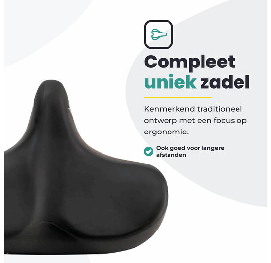 Voltano City XXXL Fietszadel - Unisex - Extra Breed Fietszadel - Zwart